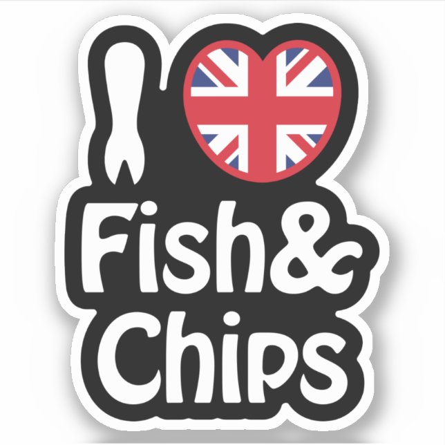 I Heart [Love] Fish & Chips Pegatina (Anverso)