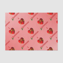 I Heart Navidades Tejido papel rojo