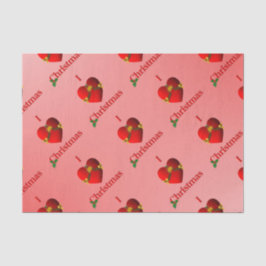 I Heart Navidades Tejido papel rojo