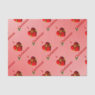 I Heart Navidades Tejido papel rojo