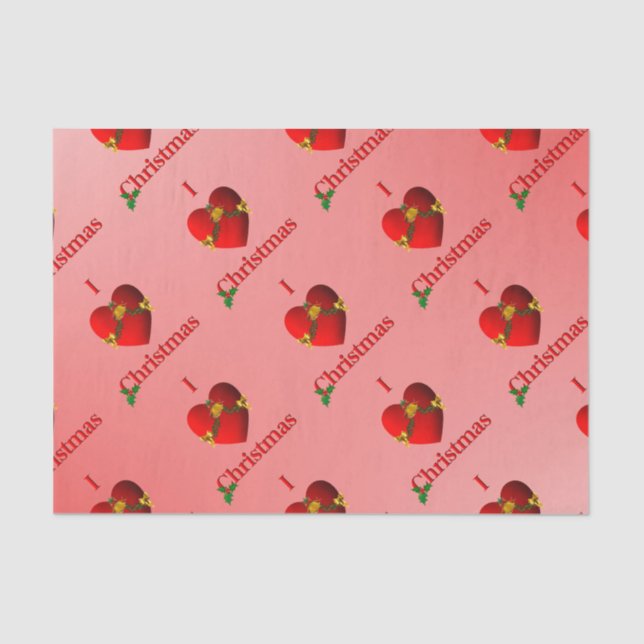 I Heart Navidades Tejido papel rojo (Anverso)