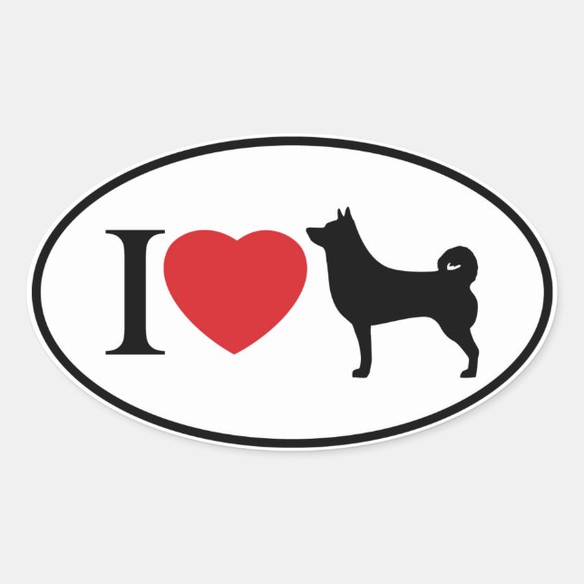 I Heart Shiba Inu - Pegatina Oval (Anverso)