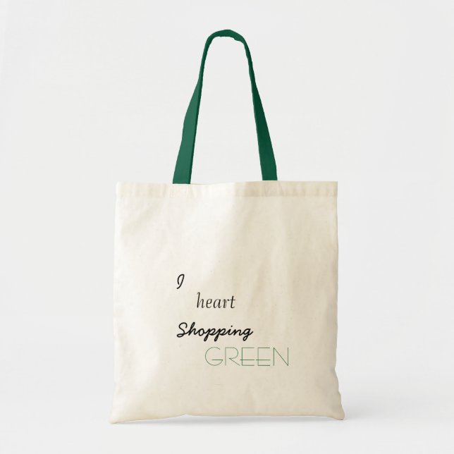 "I Heart Shopping Green" Bolsa Tote/Bolsa de compr (Frente)