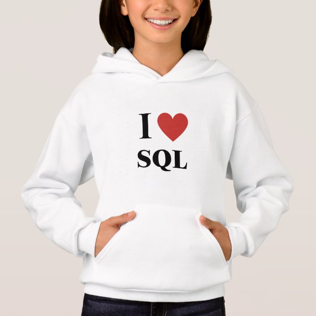 I HEART SQL Kids Hoodie (Anverso)