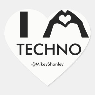 I HEART Techno Pegatina