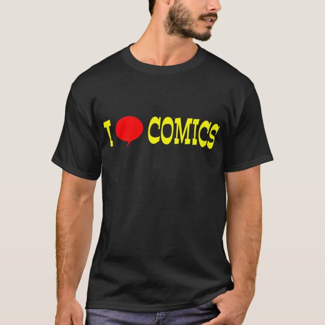 "I Love Comics" Camisa Oscura (Anverso)