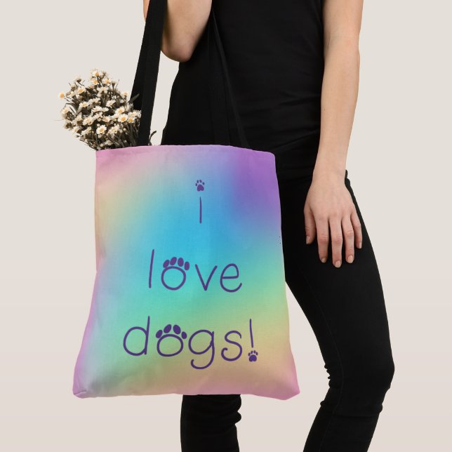 "I love Dogs" Bolsa pastoral de gradiente de arcoi (Detalle)