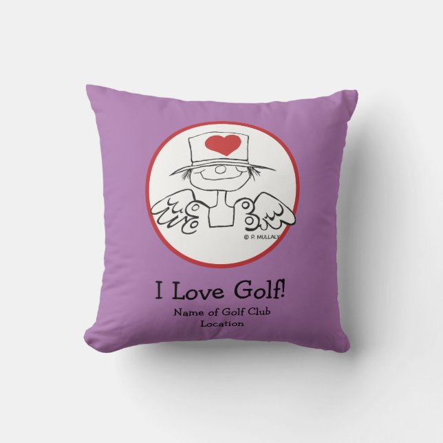 "I love Golf" Heart Fairy Cojín decorativo (Anverso)