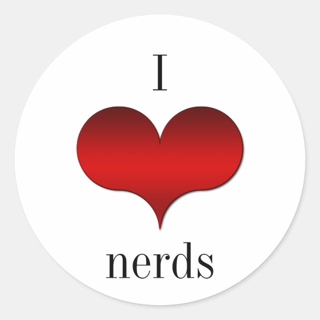 I Love (Heart) Nerds Pegatinas (Anverso)