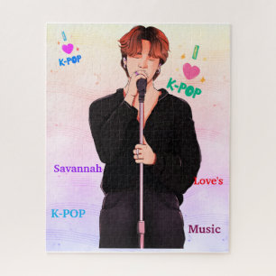 "I Love K-Pop" Singer with Music Notes Puzzle (Me 