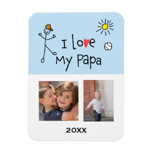 I Love My Papa 2 Foto Imán Personalizado