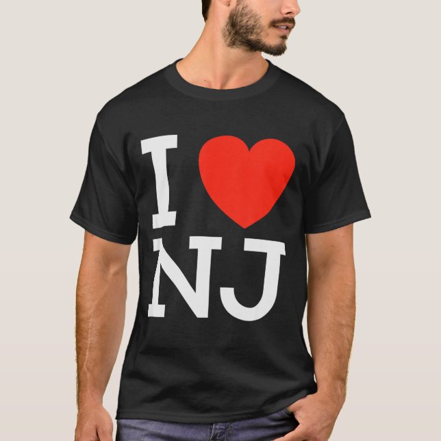 I Love Nj - Heart T Shirt For New Jersey Lovers  (Anverso)