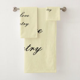 I Love Poetry Bath Towels (Cream & Black)
