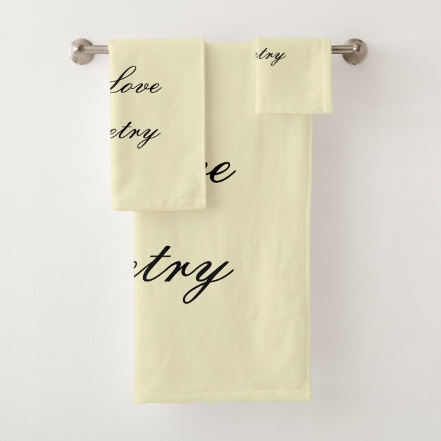 I Love Poetry Bath Towels (Cream & Black) (In situ)