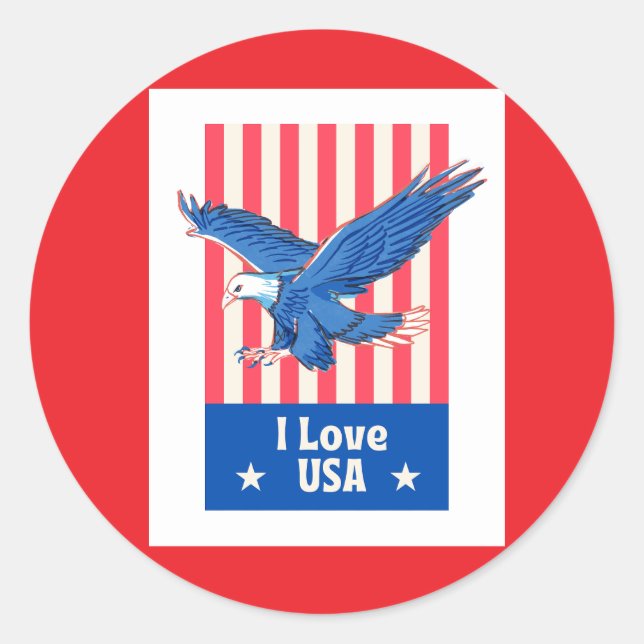 "I Love USA" águila azul zumbando Pegatina de la b (Anverso)