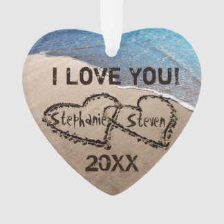 I Love You! Dos Corazones En Ornamento De Arena