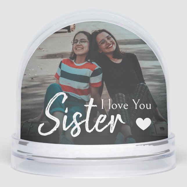 I Love you Sister Heart Script Photo Keepsake (Anverso)