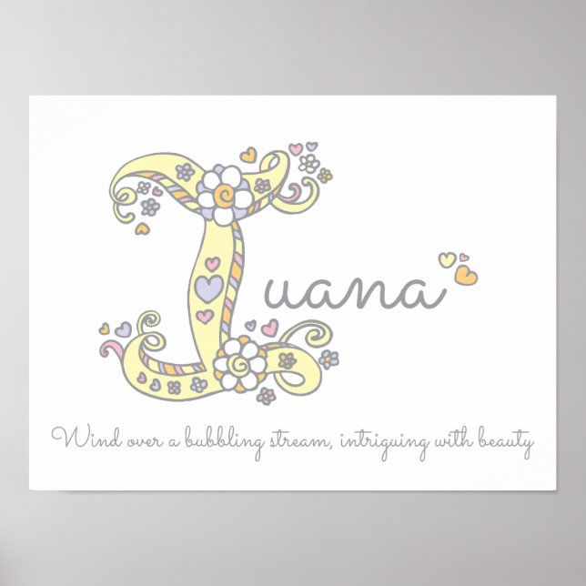 I para Iuana nombre inicial de arte doodle signifi (Frente)