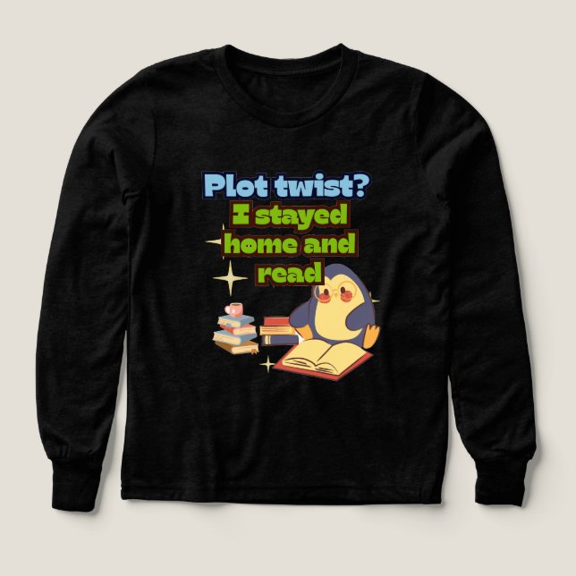 I Stayed Home & Read Penguin Pullover Cozy Bookish (Diseño frontal)