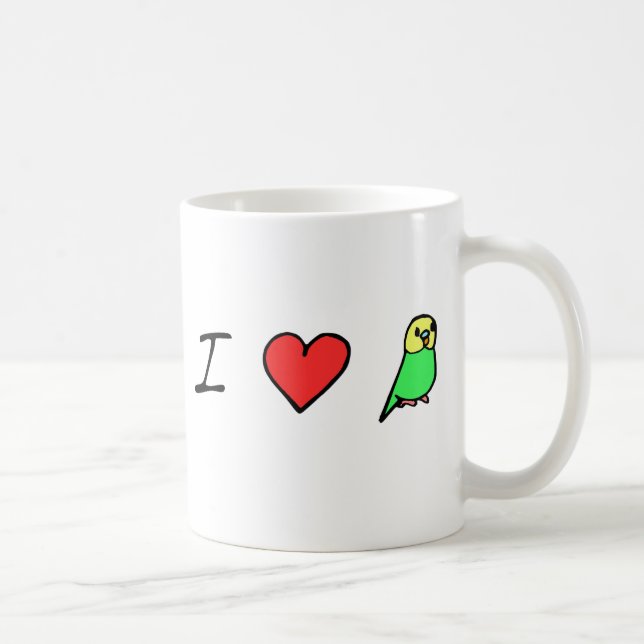 I taza (verde) de Budgies del corazón (Derecha)