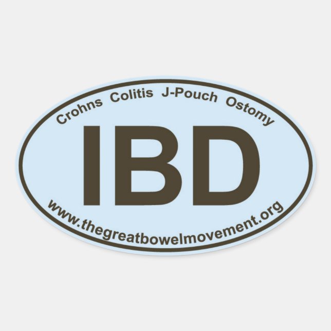 IBD - Colitis Crohns - Pegatina Oval - Azul/Marrón (Anverso)
