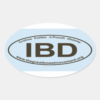IBD - Colitis Crohns - Pegatina Oval - Azul/Marrón