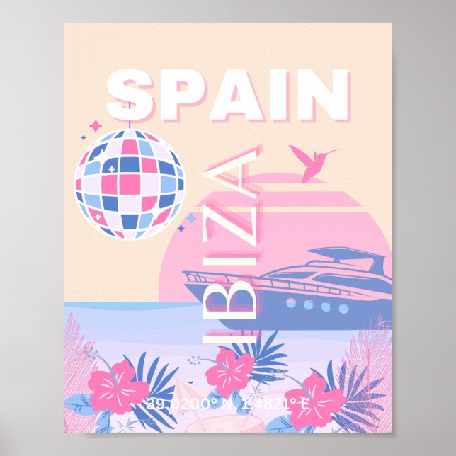 Ibiza, España, Viajes, Arte Preppy, Rosa, Pastel (Frente)