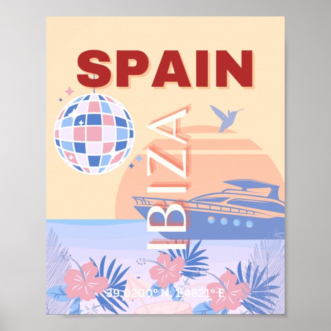 Ibiza, España, Viajes, Arte Retro, Pastel (Frente)
