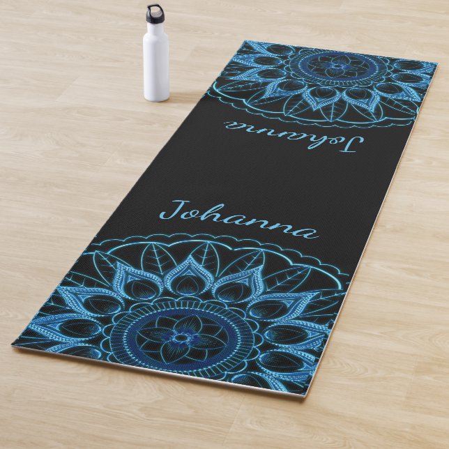 Ice Blue Mandala Flor Yoga Mat (In situ)