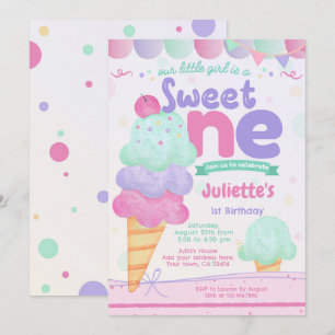 Ice Cream 1er cumpleaños fiesta de invitación