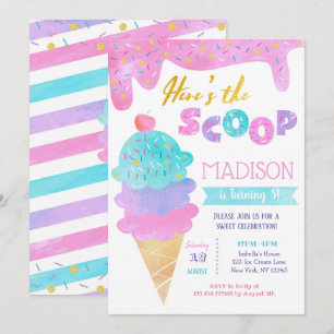 Ice Cream Birthday Party Invitación Dos Dulces