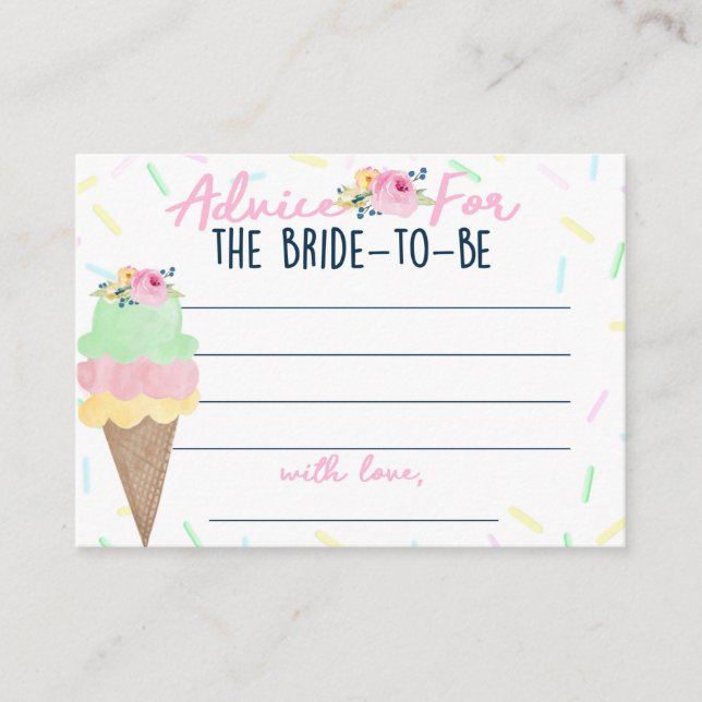 Ice Cream Bridal Shower Mini Tarjetas de consejo (Anverso)