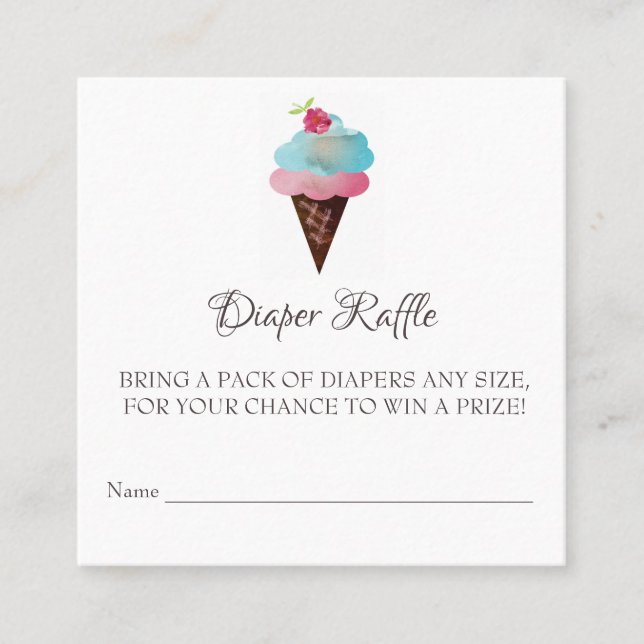 Ice Cream Cone Baby Shower Diaper Raffle Ticket (Anverso)