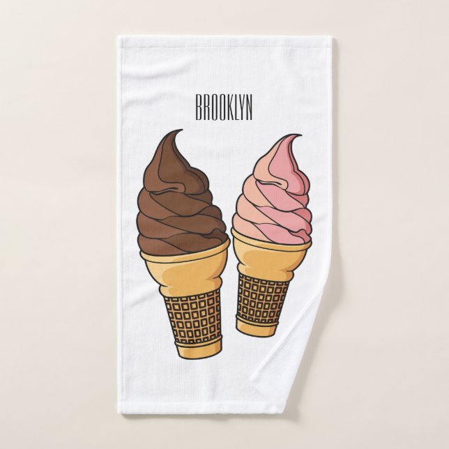 Ice cream cone cartoon illustration  (Toalla de mano)