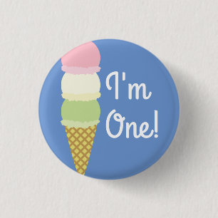 Ice Cream Cone Cute Primer botón de cumpleaños Pin