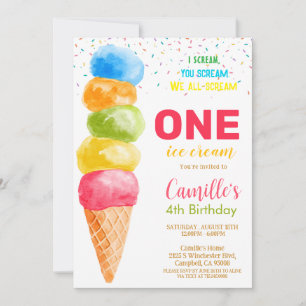 Ice Cream cualquier Chica de edad Invitación a la