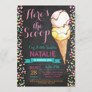 Ice Cream Cumpleaños Invitación Chalkboard de vera