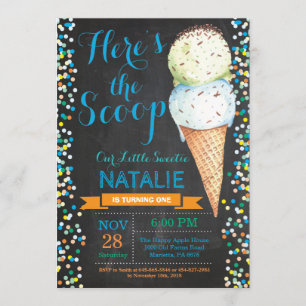 Ice Cream Cumpleaños Invitación Chalkboard de vera