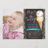 Ice Cream Cumpleaños Invitación Chalkboard Verano