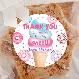 Ice Cream Donut Birday Classic Round Pegatina