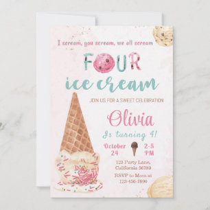 Ice Cream IV Invitación de cumpleaños Invitación I