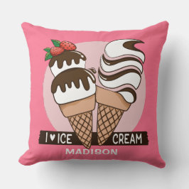 Ice Cream Lover nombre personalizado y almohadas d