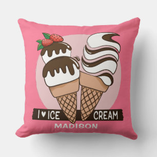 Ice Cream Lover nombre personalizado y almohadas d