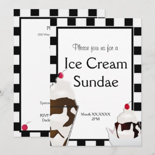 Ice Cream Parlor Fiesta Social Invitación Personal