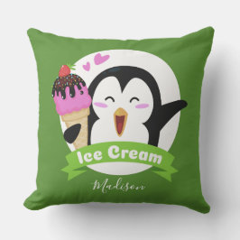 Ice Cream Pingüino nombre personalizado y almohada