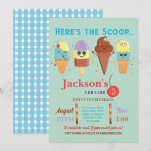 Ice Cream Scoop Shop Guay Boys Lolly Invitación
