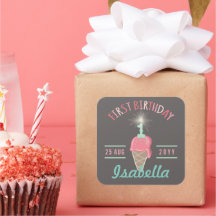 Ice Cream Sparkler 1er cumpleaños Fiesta etiqueta