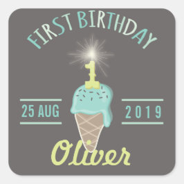 Ice Cream Sparkler 1er cumpleaños Fiesta etiqueta