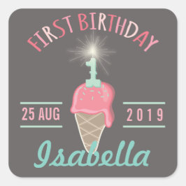 Ice Cream Sparkler 1er cumpleaños Fiesta etiqueta