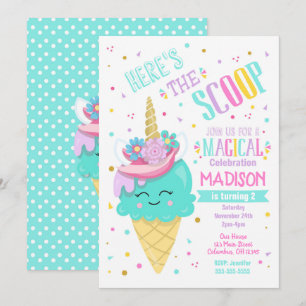 Ice Cream Unicorn Invitación de cumpleaños mágica
